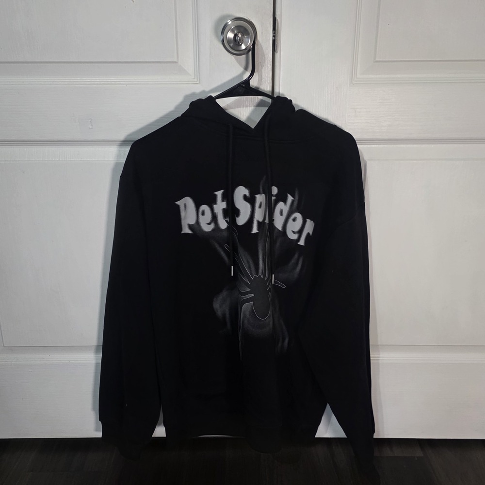 Elfric Eden Pet Spider Pullover‎ Hoodie Black Goth Streetwear Mens Size Medium